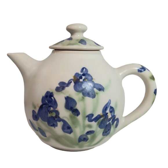 Clouds Folsom Pottery Teapot Lidded Large Floral Iris Studio Art Vintage 1994 - Picture 1 of 15